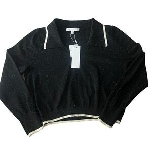 NWT Adyson Parker Crop Sweater - Womens Size Large - Black/Multi Speck